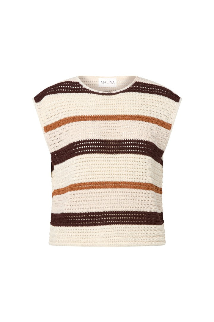 Louelle Multi Colored Knitted Top Multi Rust T-skjorter