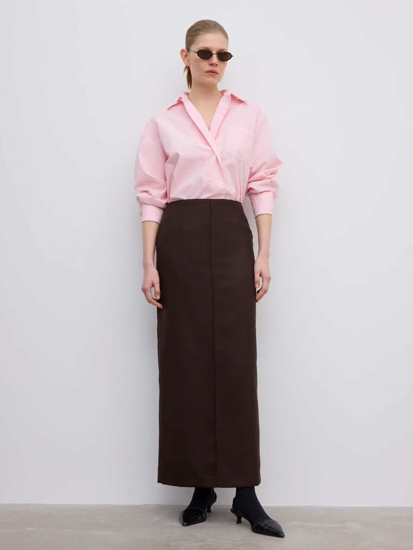 Pencil Maxi Skirt Chocolate Brown Skjørt