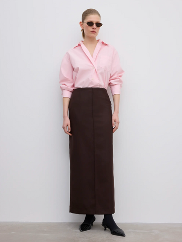 Skjørt | Pencil Maxi Skirt Chocolate Brown