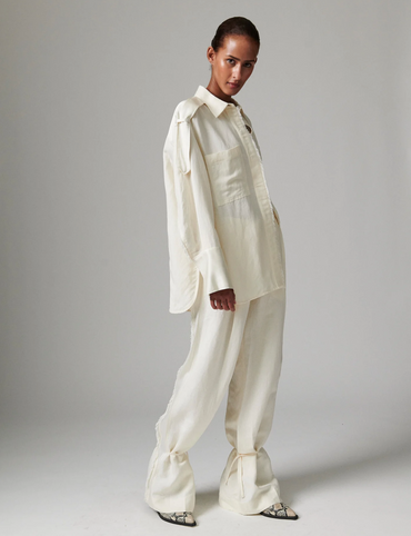 Norma - Contrast Linen Bluser