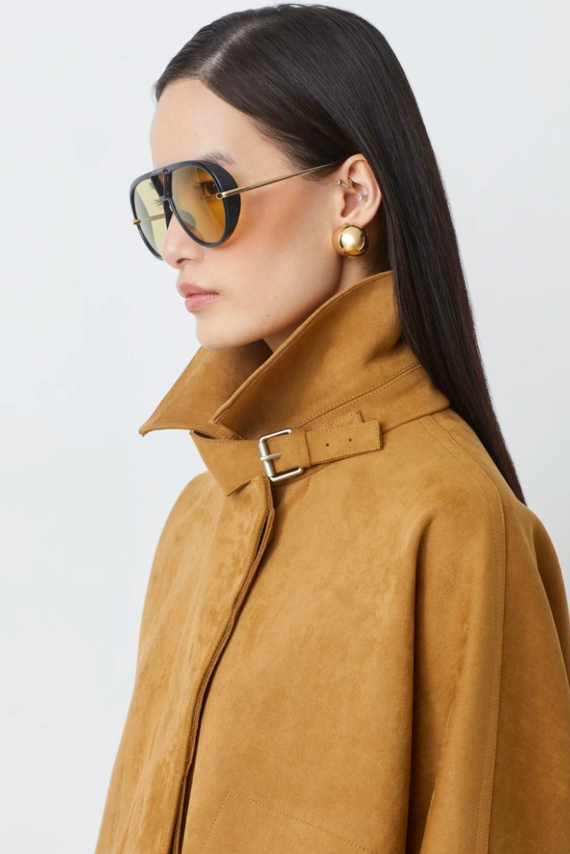 Eloiz Short Simili Suede Coat Camel Jakker