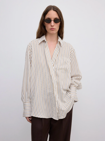 Fluid Stripe Shirt Cream White