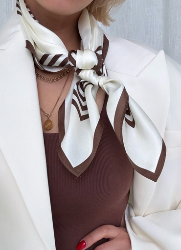 Striped Scarf Cream & Mocha Mousse Tilbehør