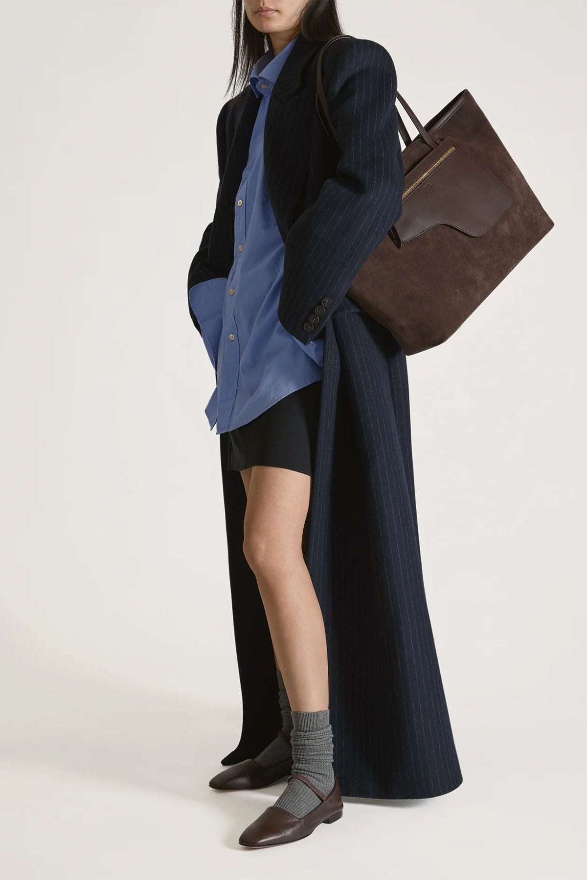 Vesker | Eraclea Walnut Suede/Leather Large Tote Bag