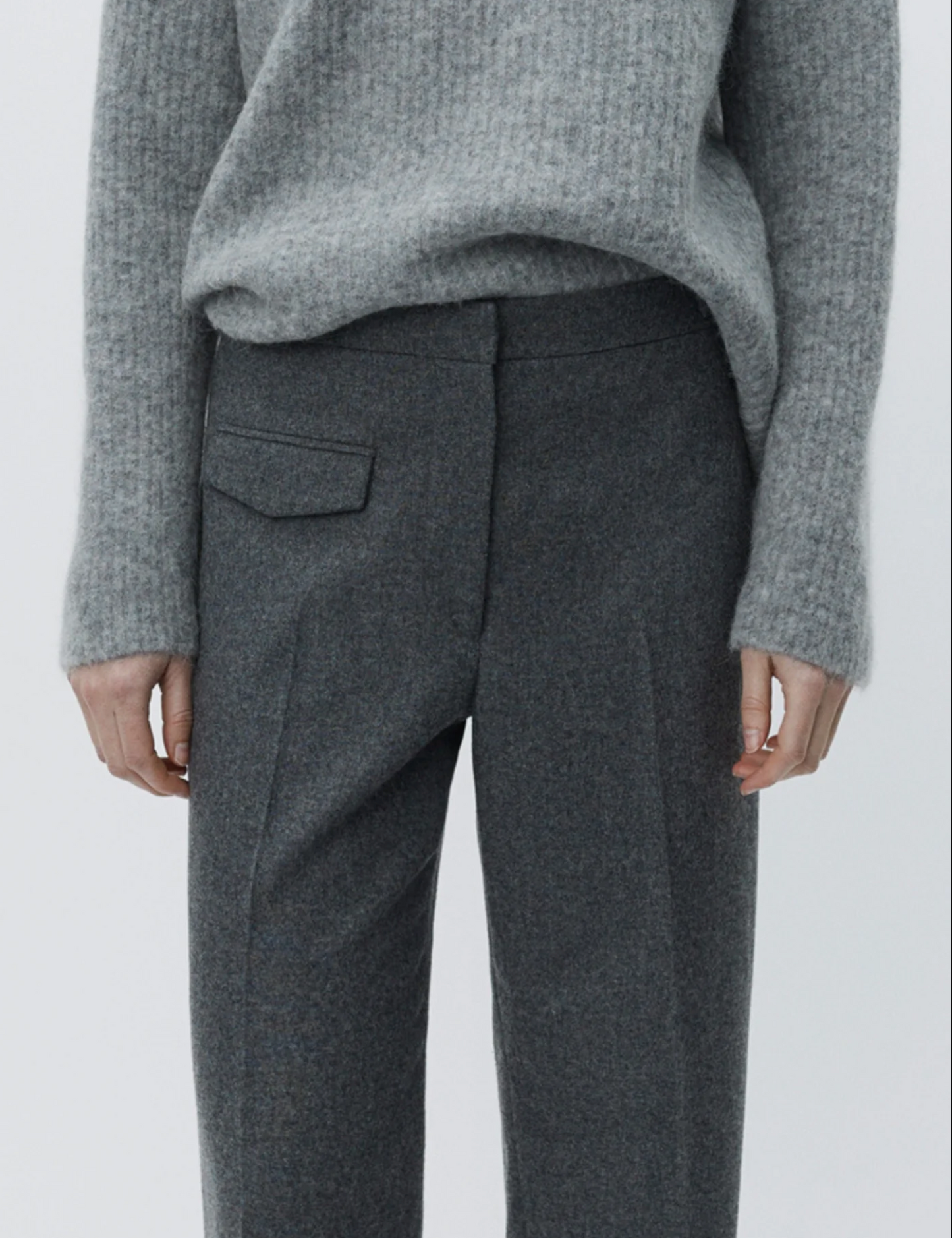 Thalia Melange Wool Medium Grey Bukser