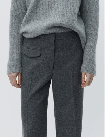 Bukser | Thalia Melange Wool Medium Grey