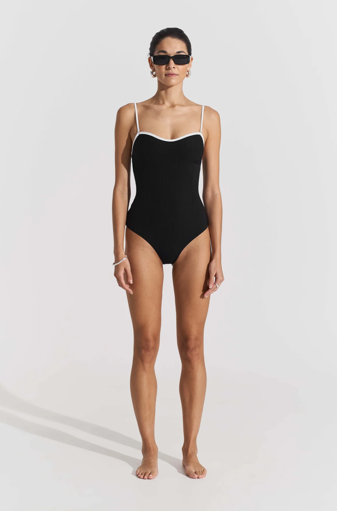 New Ribbed Swimsuit Black Badetøy