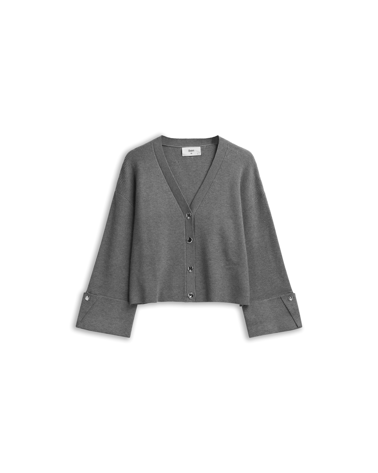 Atari Rib Cardigan Grey Melange Cardigans