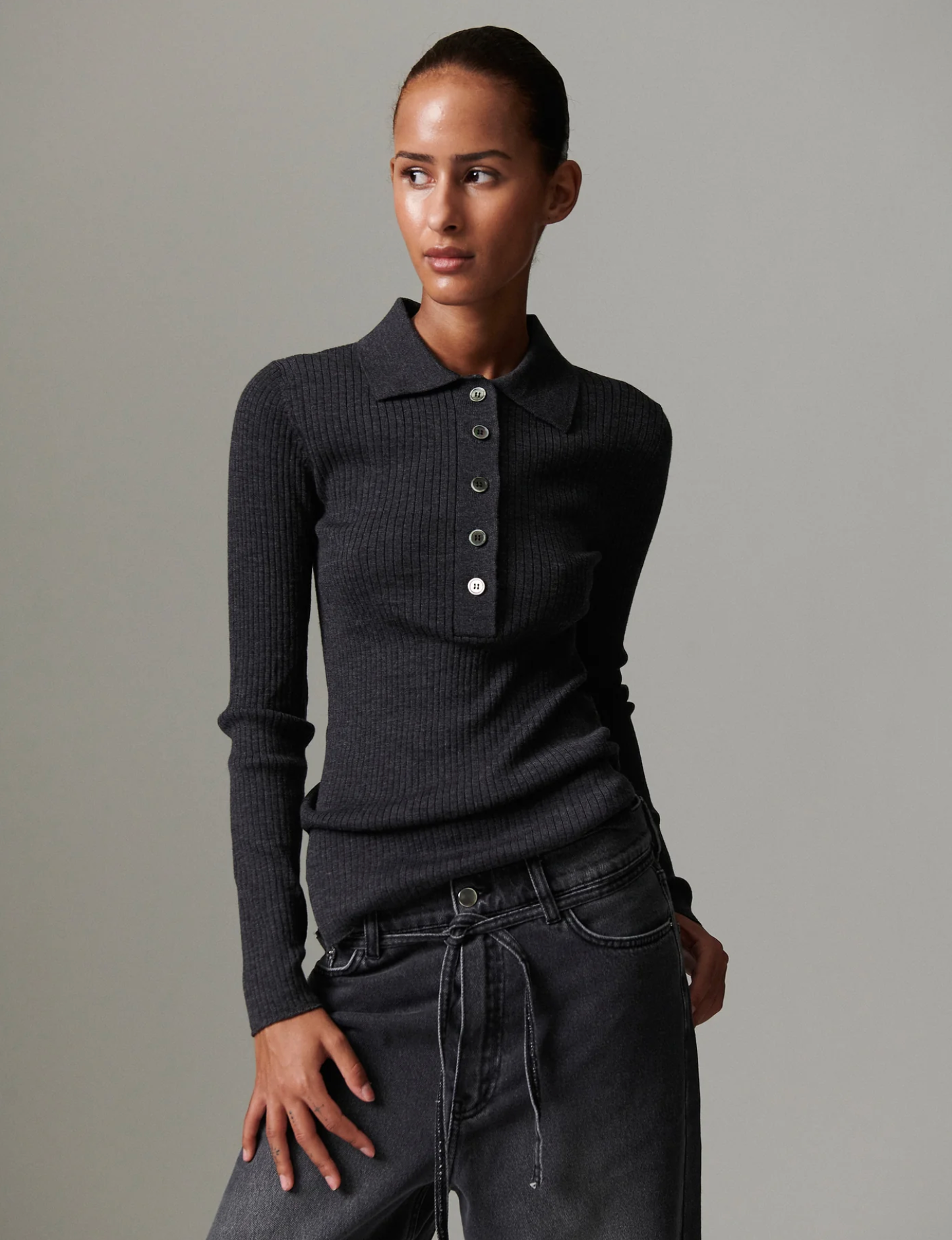 Murphy Pullover Dark Grey Melange Gensere