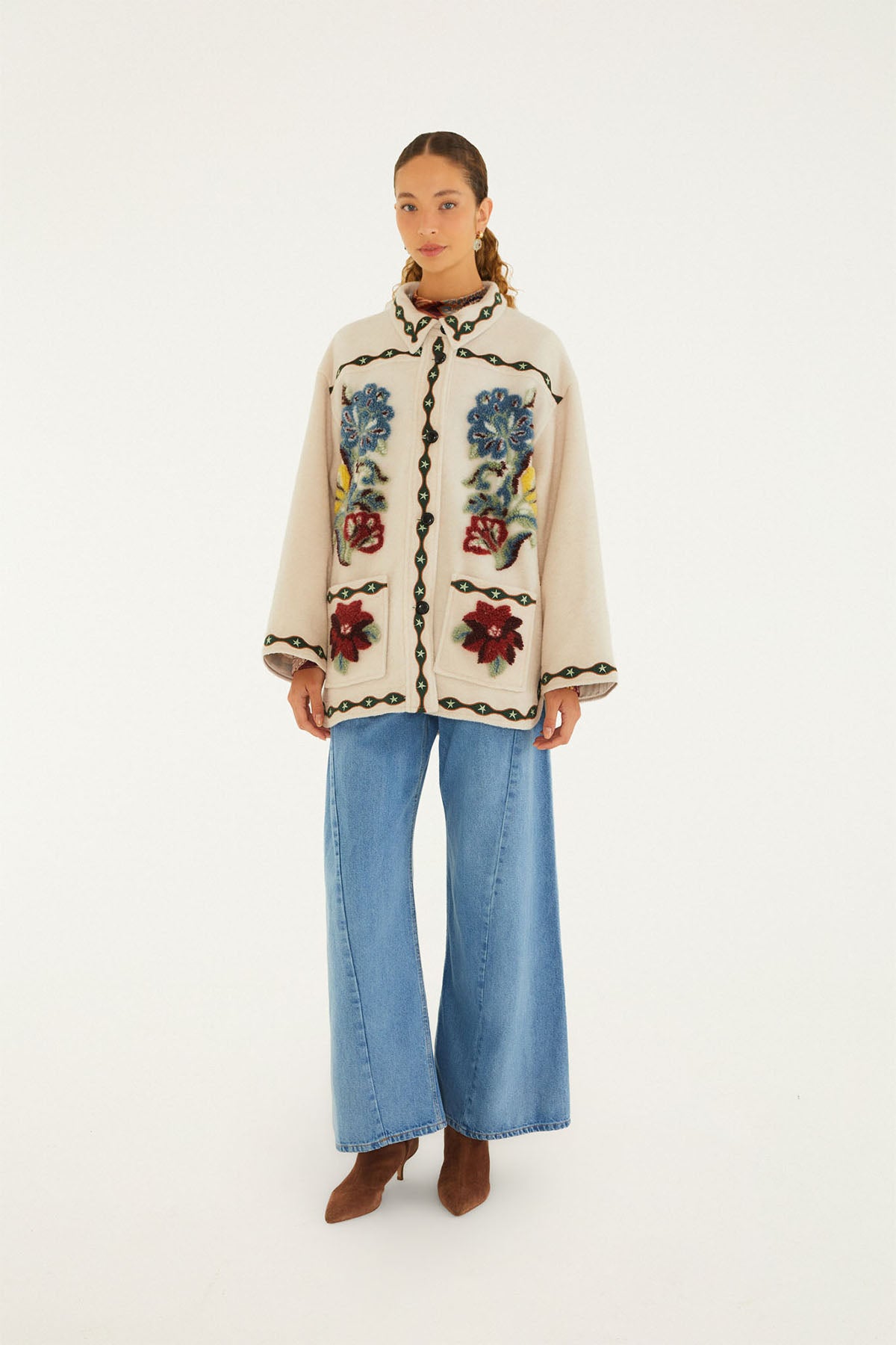 Lunar Boho Cropped Fleece Coat