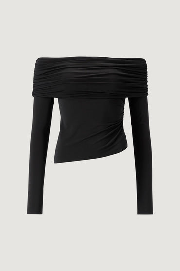 Off-shoulder Top Black Bluser