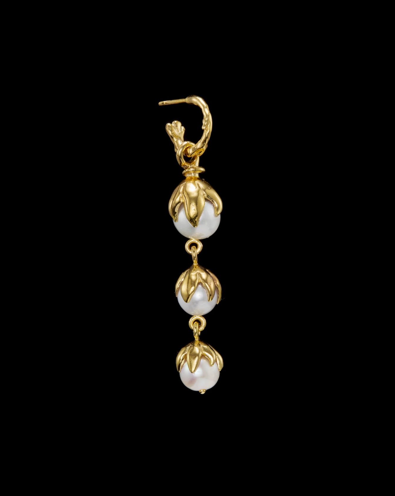 Bud Drop Earring Gold-plated Silver - Freshwater Pearl Øredobber