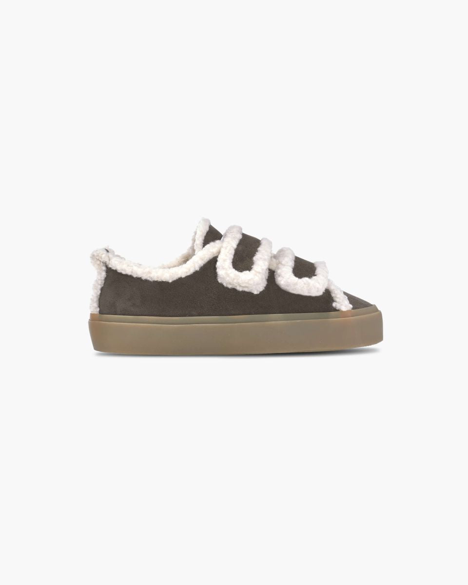 Shearling Low Velcro Dark Brown Sko