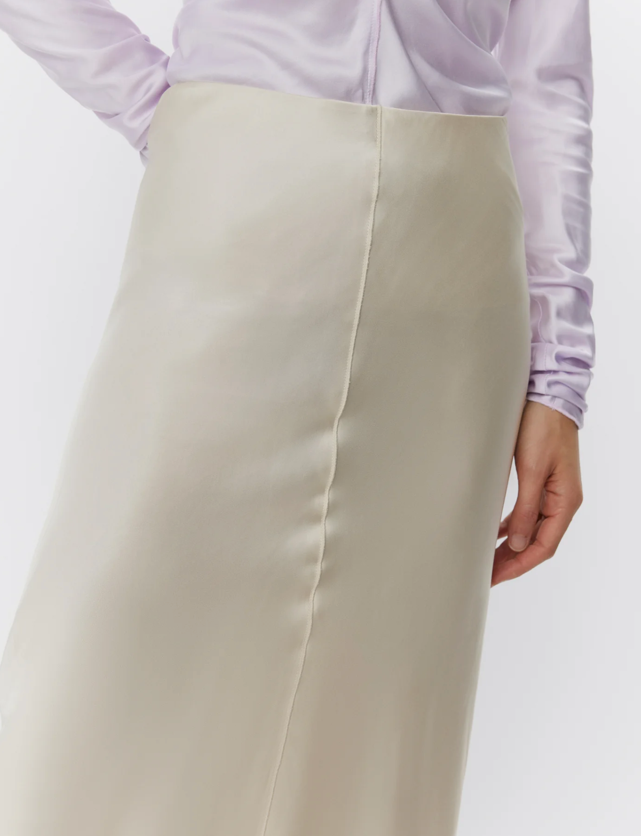 Skjørt | Pine - Viscose Sateen Stretch