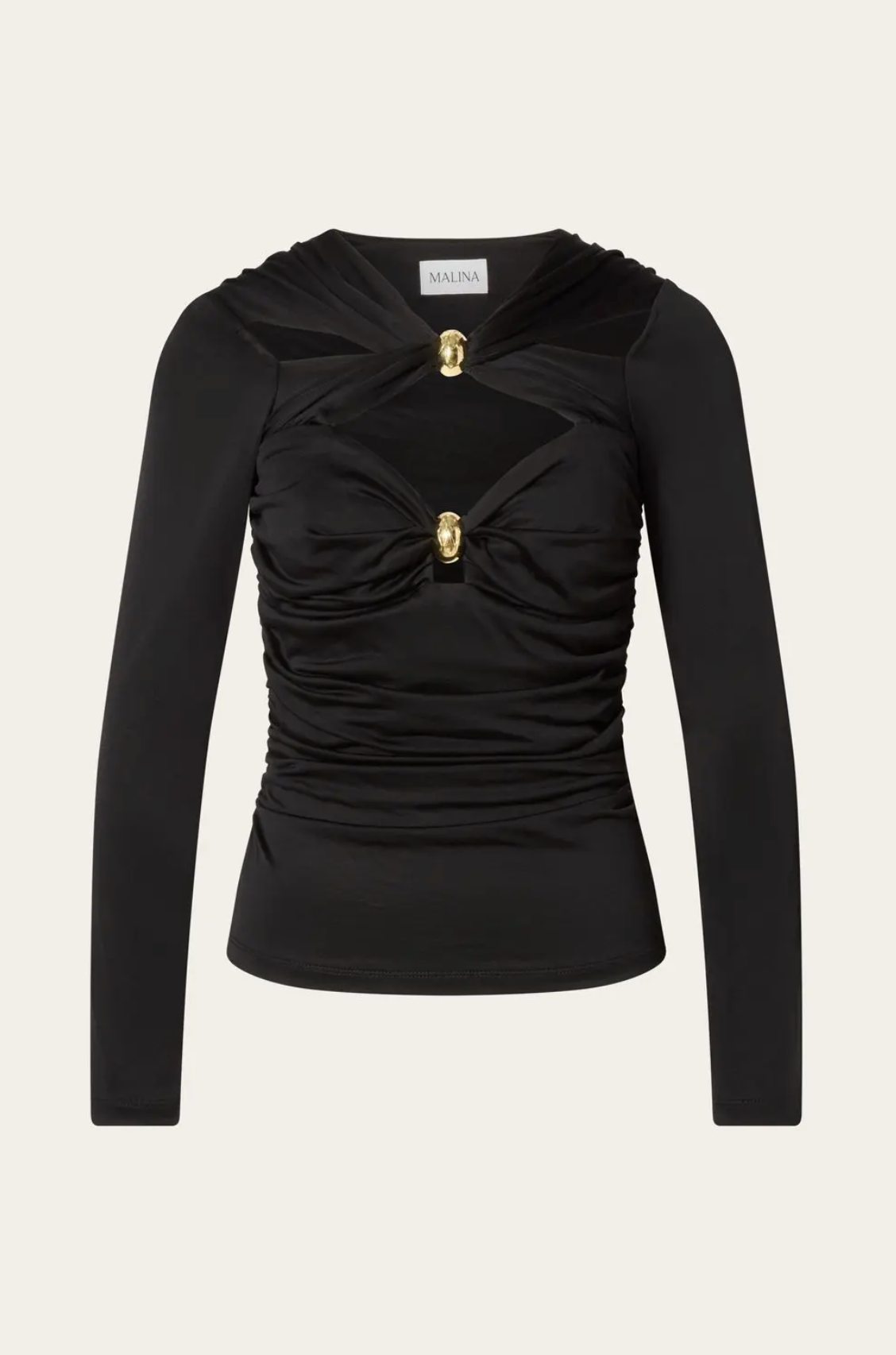 Amela Embellished Long Sleeve Jersey Top Black Bluser