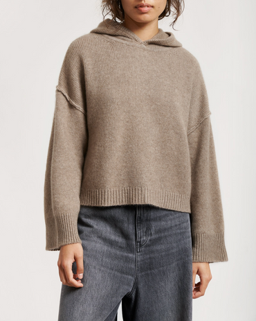 Ava Hoodie Organic Dark Brown Gensere