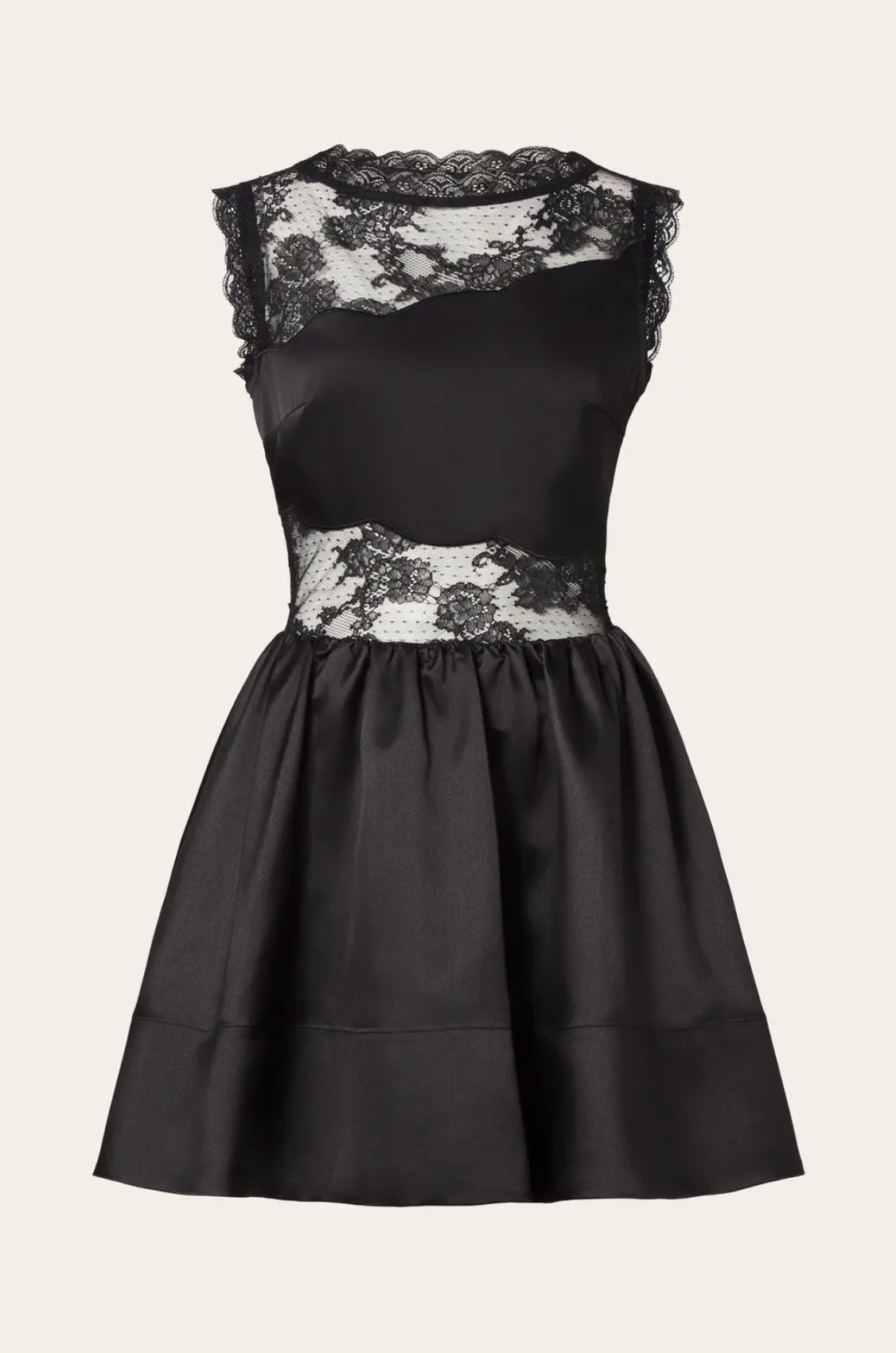 Rosy Lace Trimmed Cut Out Mini Dress Black Kjoler