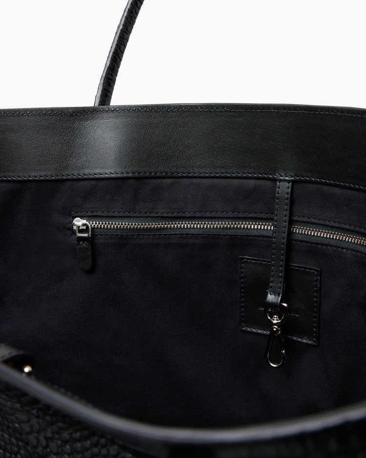 The Eva Weekend Tote Black Croc Vesker