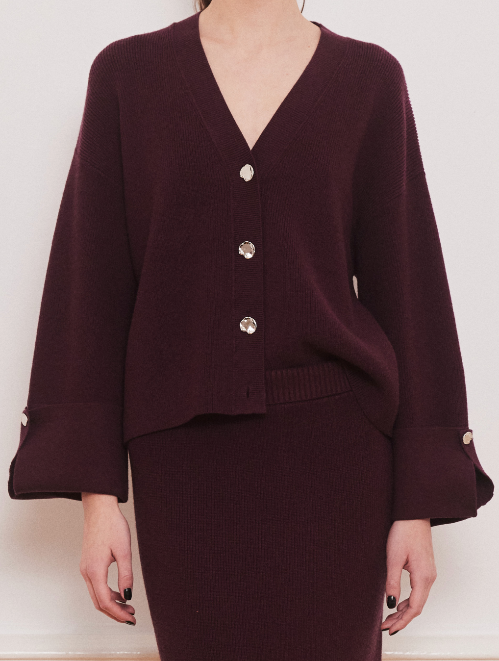 Atari Rib Cardigan Burgundy Cardigans