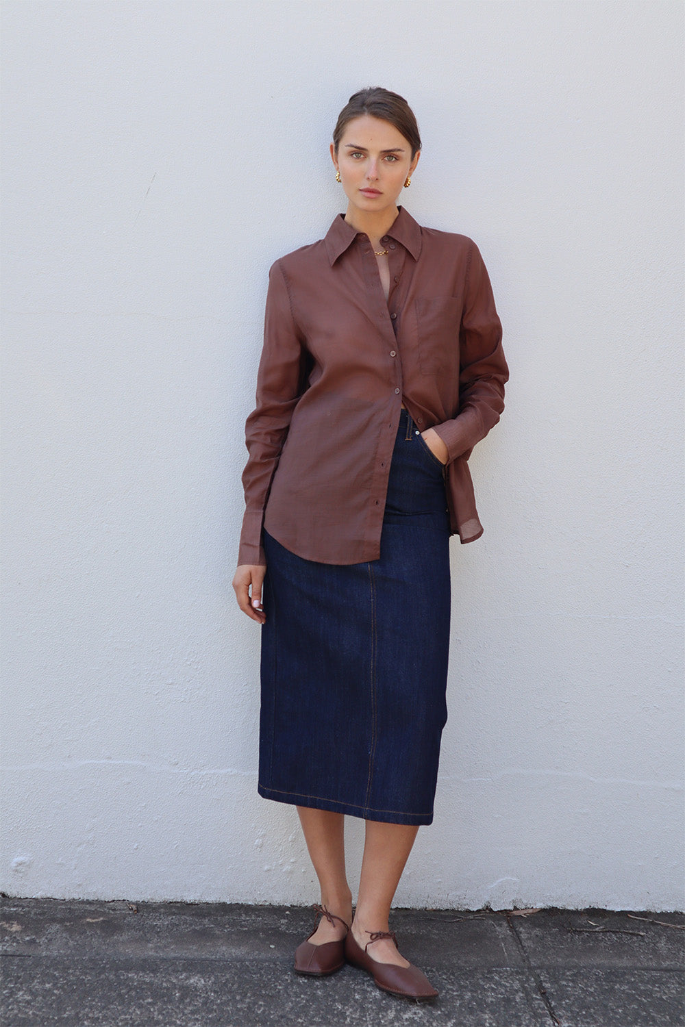 Quinella Tube Maxi Skirt Denim Skjørt