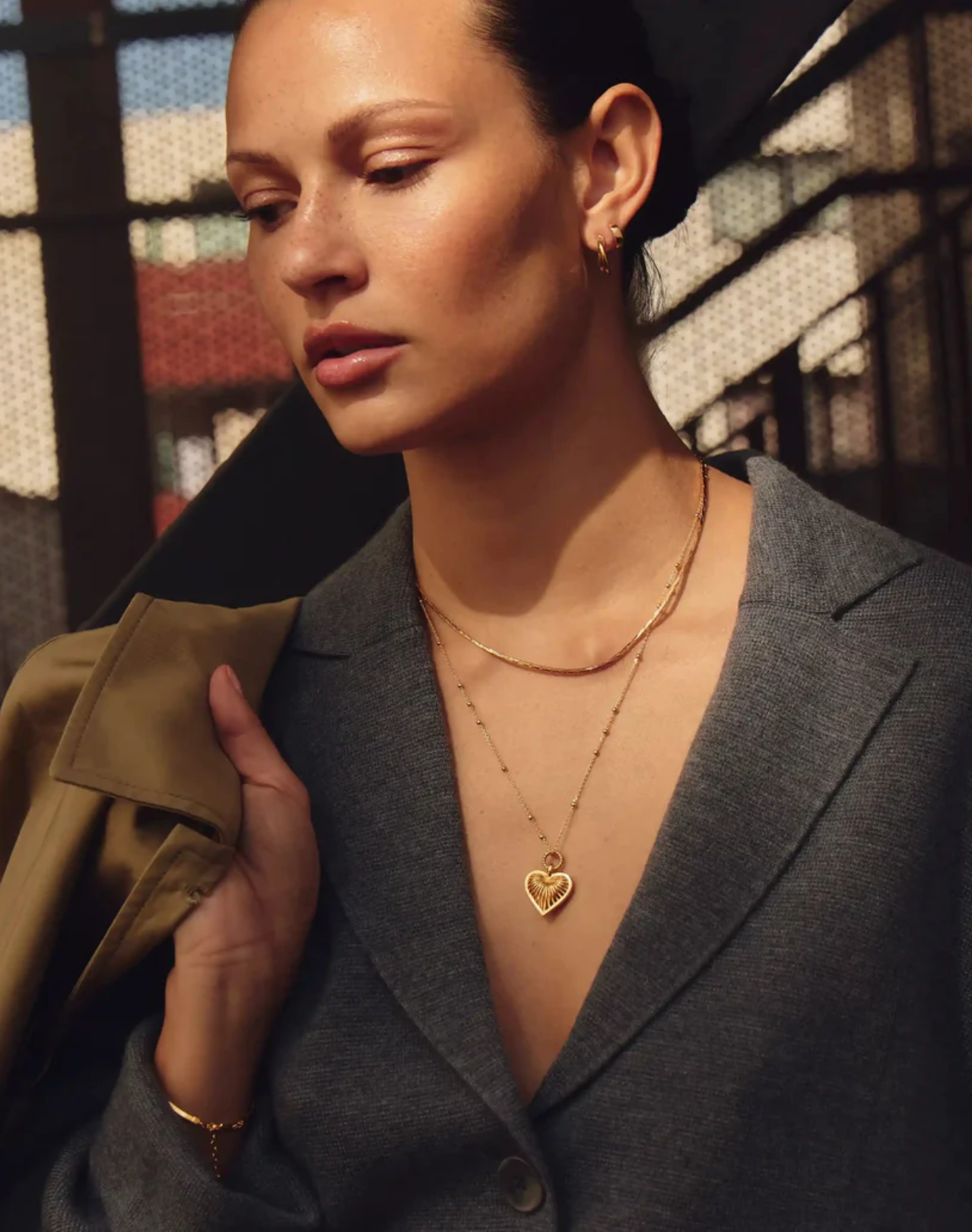 Halskjeder | Ridge Heart Charm Pendant Necklace