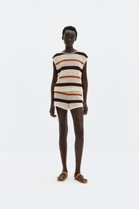 Louelle Multi Colored Knitted Top Multi Rust T-skjorter