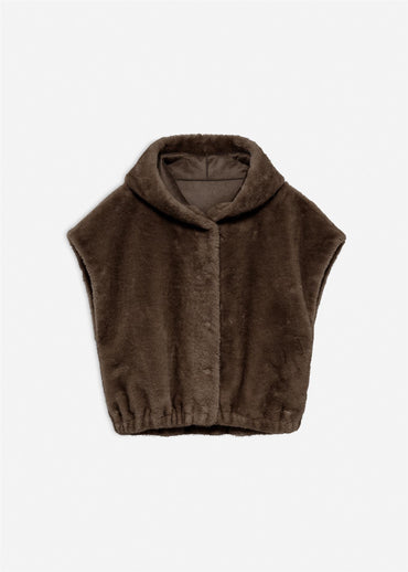Oleana Faux Mink Vest Choco Choco