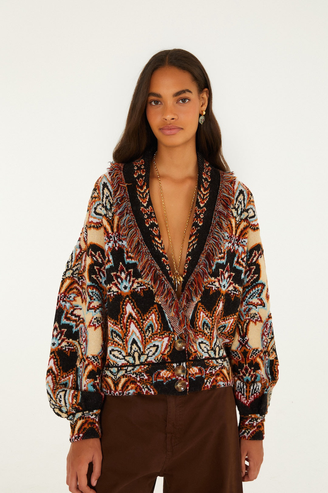 Cardigan | Tapestry Dream Cream Knit Fringe Cardigan