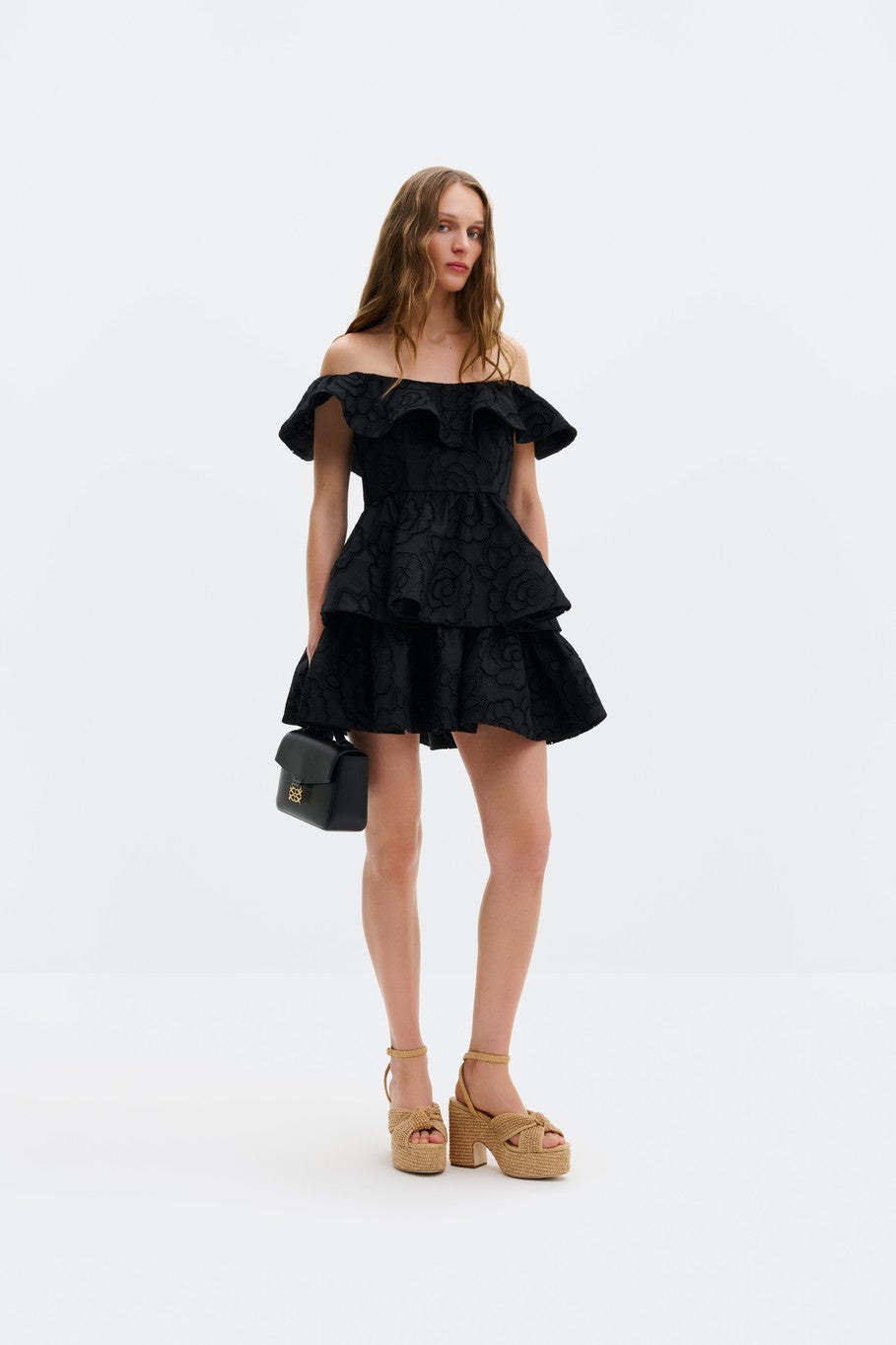 Tracy Off Shoulder Lace Mini Dress Black Kjoler
