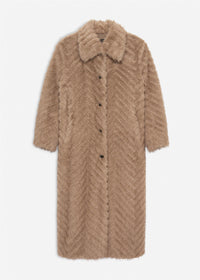 Scarlet Faux Mink Zigzag Camel Jakker