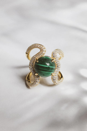 Reef Ring Malachite Diamonds Ringer