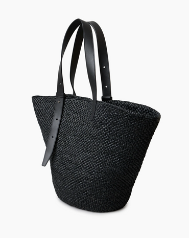 The Bianca Raffia Bag Large Black Vesker