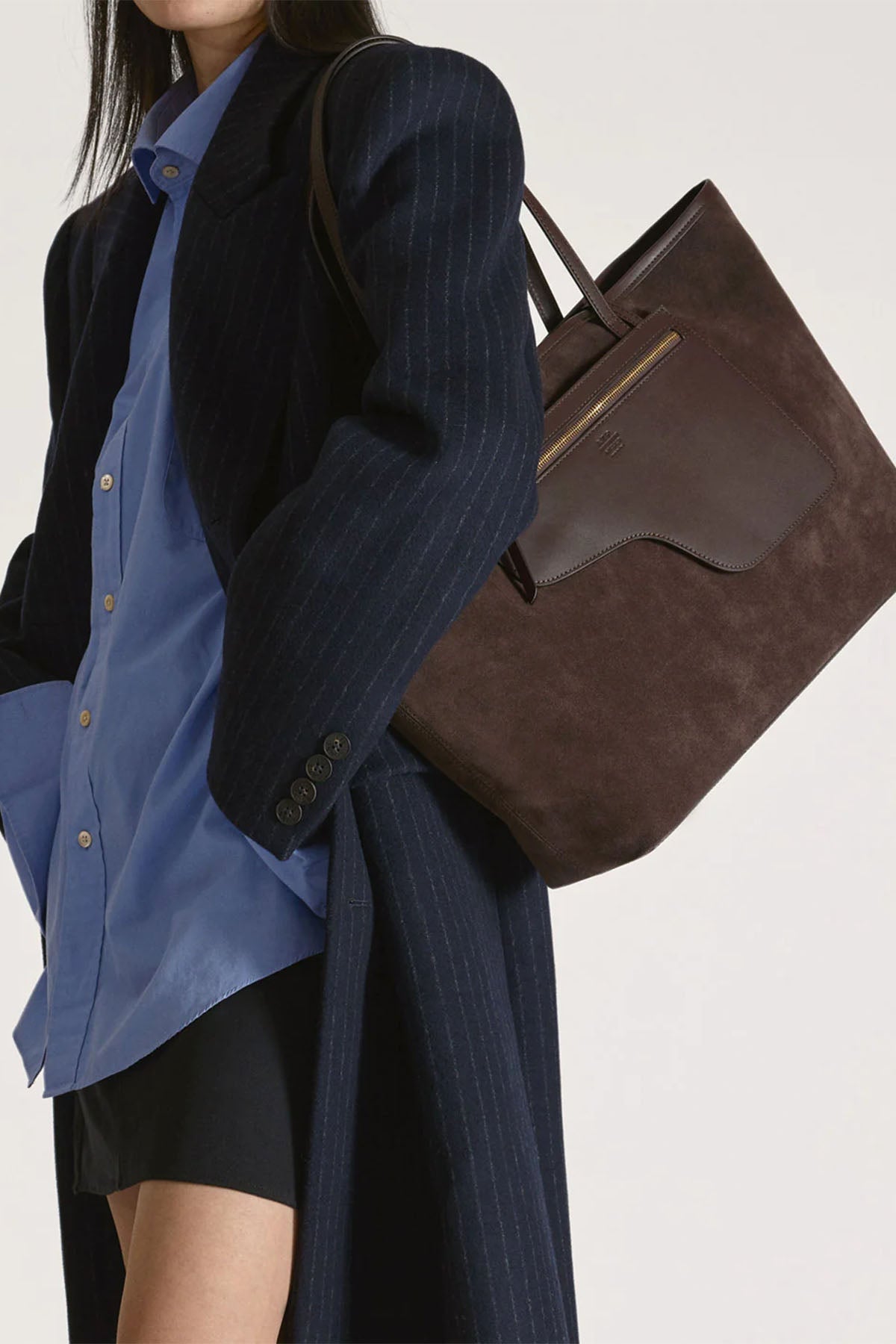 Vesker | Eraclea Walnut Suede/Leather Large Tote Bag