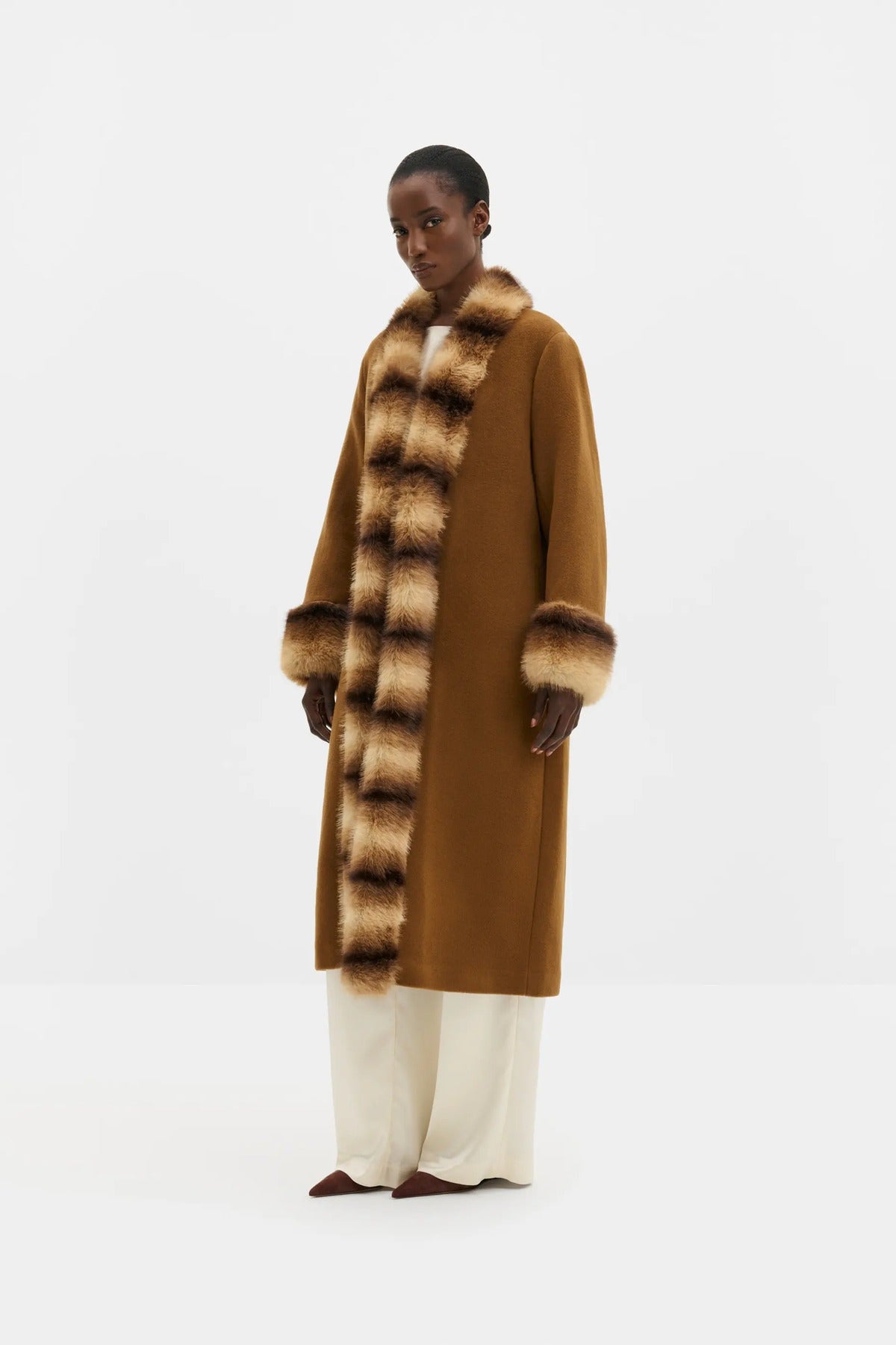 Anouk Yve Faux Fur Wool Coat