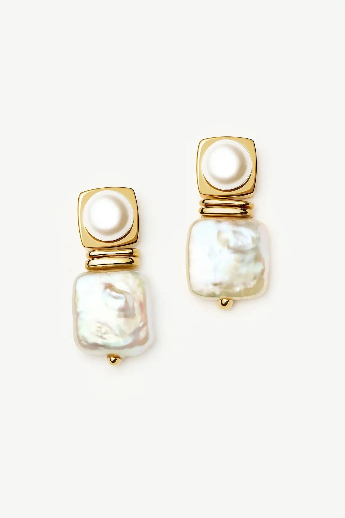 Square Pearl Stud Earrings