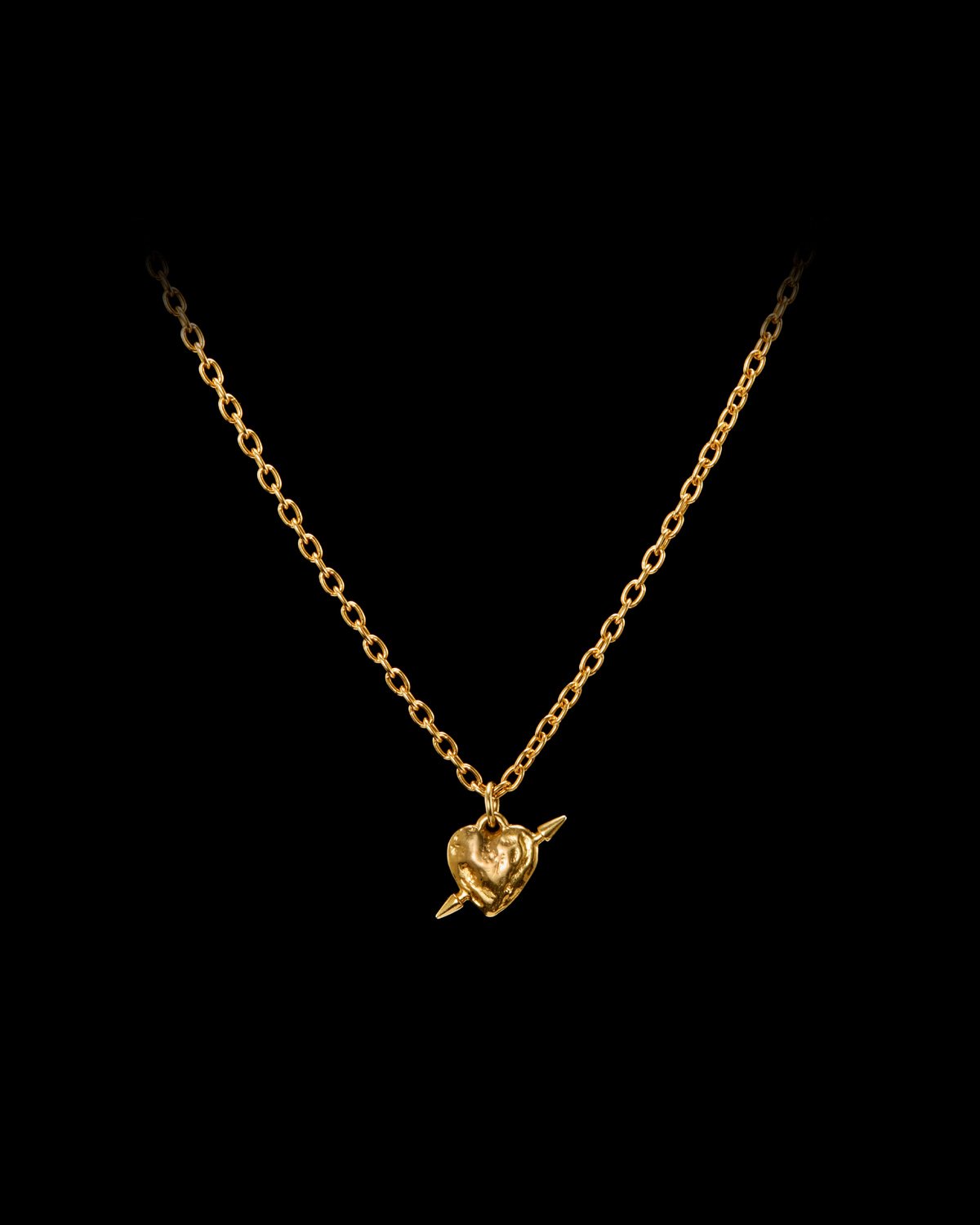 Tiny Tuvstarrs Heart Necklace Gold-pleated Silver Smykker