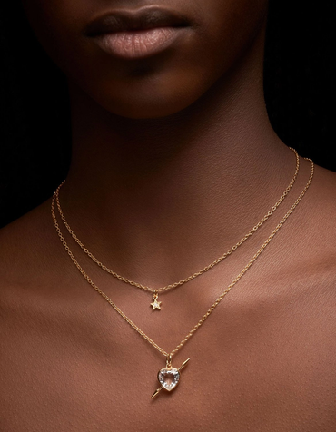 Rebel Love Necklace Gold Pleated - Clear Quartz Smykker