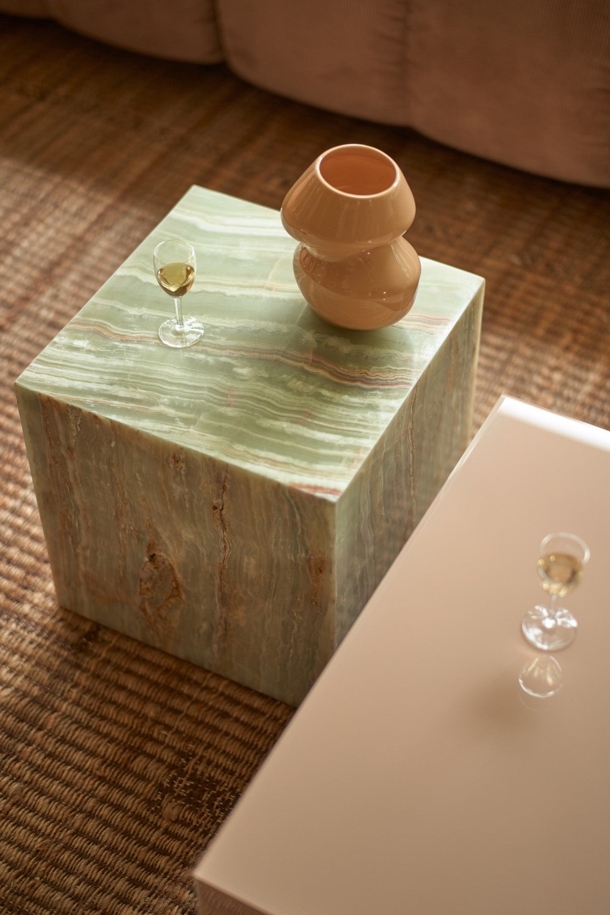 Onyx marble block table
