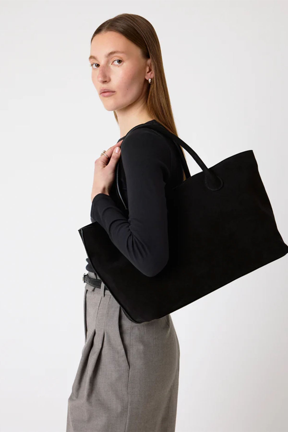 The Grace Tote - Black Suede