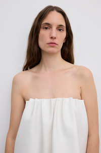 Rouched Tube Top White Bluser