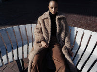 Scarlet Faux Mink Zigzag Camel Jakker