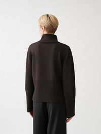 High Neck Wool Sweater Brown Gensere