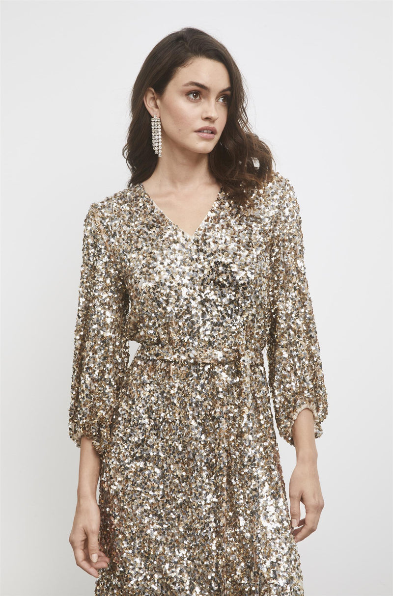 Bianca Sequin Dress Champagne Kjoler