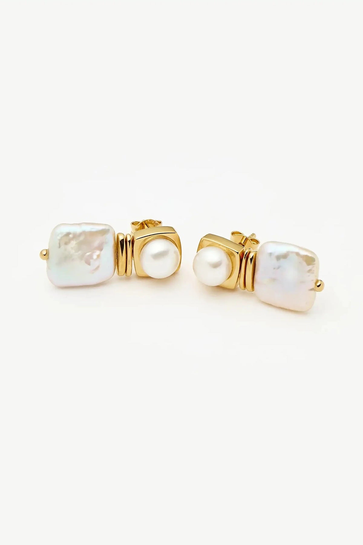 Square Pearl Stud Earrings