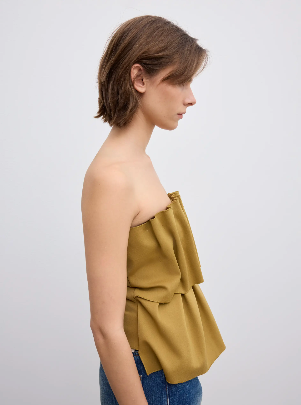 Sculpted Tube Top Dull Gold Bluser