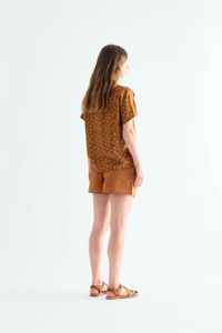 Birna Blouse Dot Print Caramel Bluser