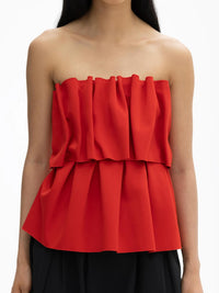 Sculpted Tube Top Red Bluser