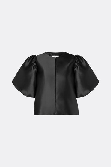 Cleo Puff-Sleeve Satin Blouse