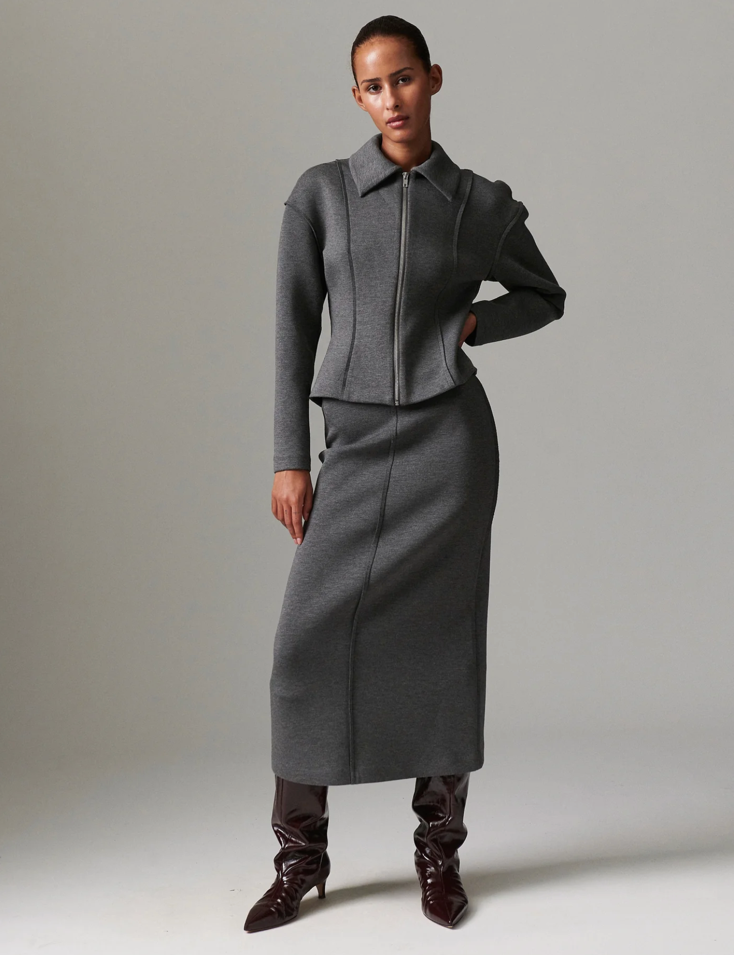 Suzie Scuba Skirt Medium Grey Melange Skjørt