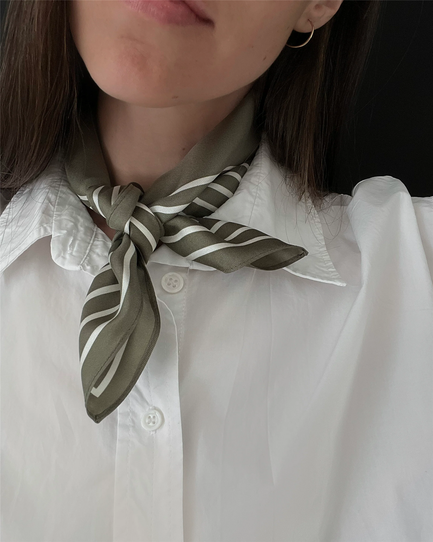 Striped Scarf Green & Cream Tilbehør